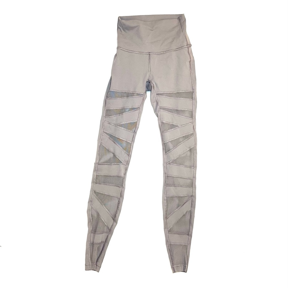 LULULEMON Wunder Under Grey Mesh Pant Women’s Active Legging Cut Outs Size 2 28”